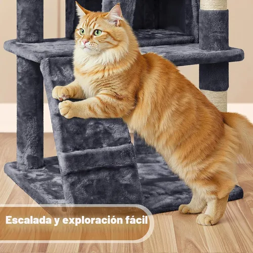 Vista 8 de Yaheetech - Torre de árbol para gatos de 62 pulgadas, torre para gatitos de interior, muebles para mascotas con doble refugio, postes para rascar