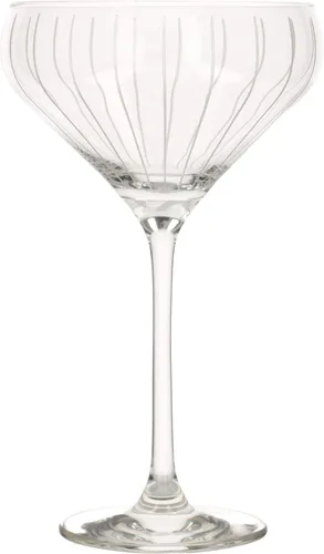 Vista 2 de Mikasa Platillos de champán Cheers, copas de champán retro de cristal, diseño plateado, 13.5 fl oz, juego de 4