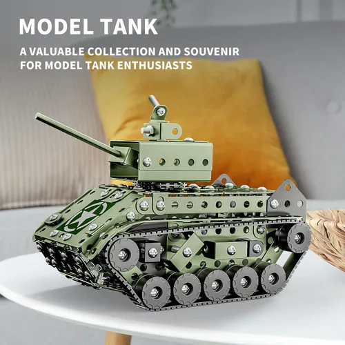 Vista 2 de Lucky Doug Juego de 284 piezas de proyectos de construcción STEM, tanque de ejército modelo, juguetes de construcción para niños de 8 a 12 años, kit
