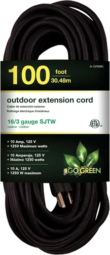 Vista 9 de Go Green Power Inc. (GG-13708BK) - Cable de extensión 16/3 SJTW para exteriores; color negro, 8 pies