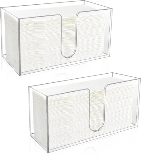 Vista 8 de 1 paquete de soporte de toalla de papel acrílico, dispensador de servilletas de encimera para pliegue C Toallas de papel multiplegables y triples