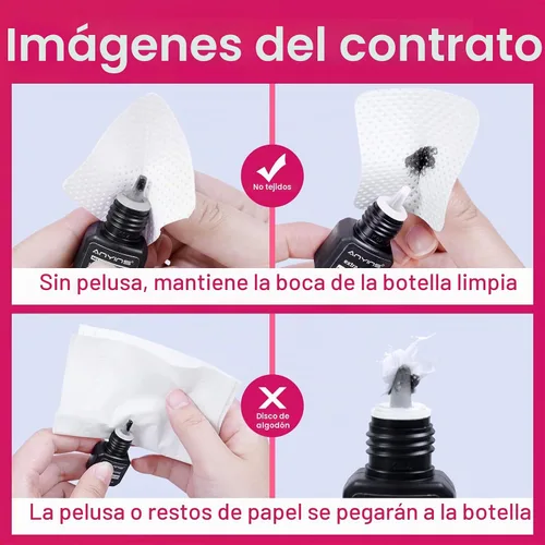 Vista 4 de 1200 toallitas de uñas sin pelusas, toallitas quitaesmalte de uñas