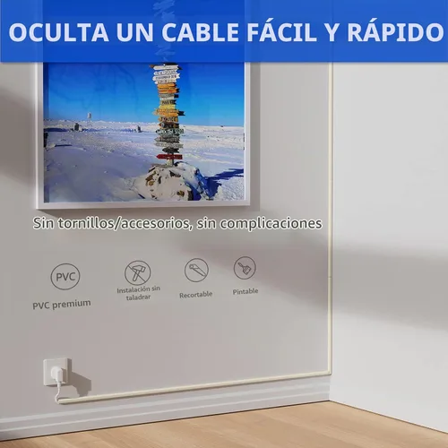 Vista 3 de Delamu – Funda para cable beige, cubiertas de cable para 1 cable en la pared, cubiertas de cable de tamaño mini para cables en la pared, cubierta