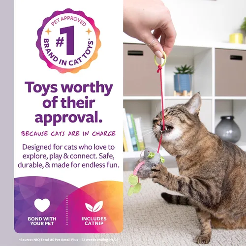 Vista 2 de SmartyKat Juguetes de peluche para gatos con forma de ratón hinchable, 3 unidades, multicolor, 3