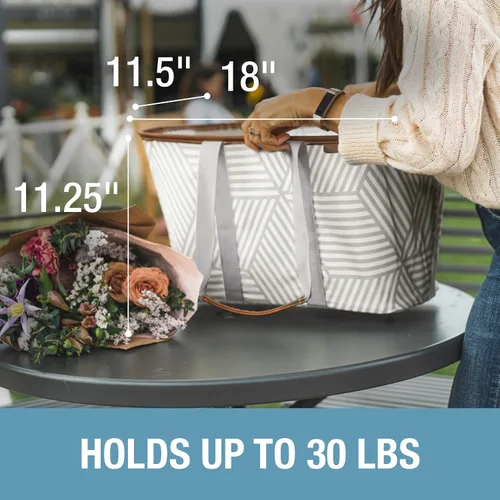 Vista 5 de CleverMade Collapsible LUXE Tote, 30L Foldable Grocery Shopping Bag, Reusable
