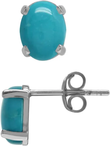 Vista 7 de Silvershake Aretes de plata de ley 925 chapados en oro blanco o amarillo de 0.315 x 0.236 in con forma ovalada de piedra natal de piedra natal