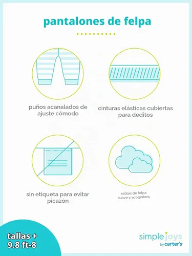 Vista 6 de Simple Joys by Carter's - Pantalones de forro polar unisex para bebé, paquete de 4 Negro/Marfil/Gris Claro/Rayas Blancas