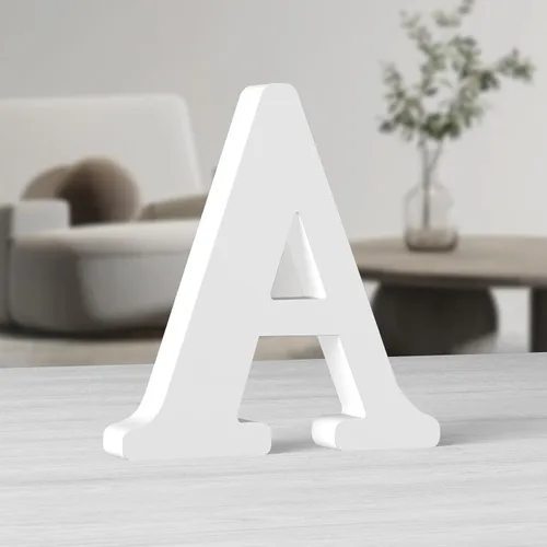 Vista 9 de AOCEAN Letras de madera grandes blancas de 10 pulgadas, letras de madera sin terminar para decoración de pared, letras decorativas de pie