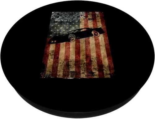 Vista 2 de Modelo tardío de carreras de pista de tierra regalos de carreras de bandera estadounidense desgastada PopSockets agarre y soporte para teléfonos