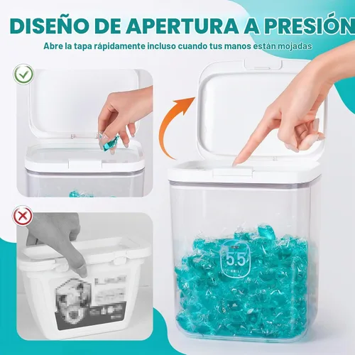 Vista 3 de Contenedor de polvo de lavandería de gran capacidad con tapa emergente
