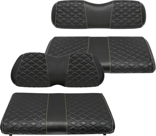 Vista 35 de Fundas de Asiento de Carrito de Golf Delanteras y Traseras Impermeables y Resistentes al Sol de Cuero Vinílico de Grado Marino Accesorios de Negro