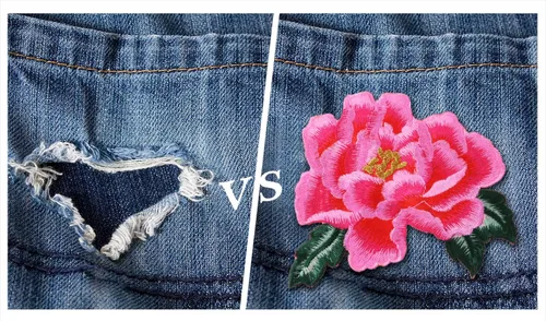 Vista 5 de Mini Skater Parche bordado floral de peonía para planchar o coser, parche decorativo para ropa, chaquetas de mezclilla, camisetas, vestidos, Rosa
