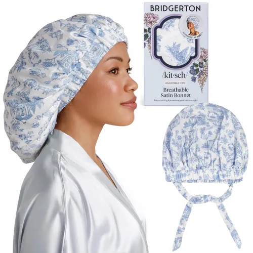 Vista 10 de Kitsch Gorro de Satén XL para Dormir - Aura Más suave que el gorro de seda para mujeres que duermen, ajuste seguro, ajustable y evita roturas
