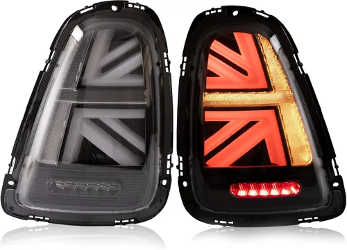 Vista 17 de Ensamble de luces traseras VLAND Compatible con BMW Mini R50 R52 R53 2001-2006, lámpara trasera Union Jack con DRL dinámico, luz trasera con señal