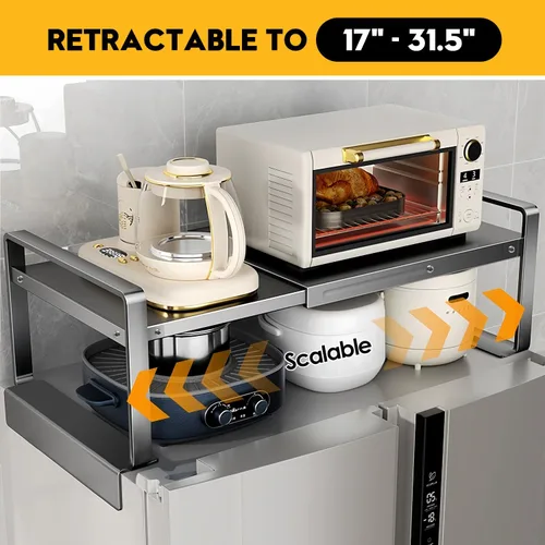 Vista 4 de Estante de almacenamiento ajustable para refrigerador o lavadora (17-31.5 pulgadas) - Estante organizador expandible, diseño de ranura protectora