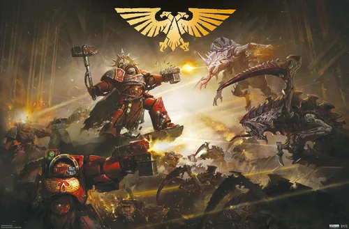 Vista 12 de Trends International Warhammer 40K - Póster de pared de la batalla de Baal, 22.4 pulgadas de largo x 14.7 pulgadas, versión enmarcada en madera