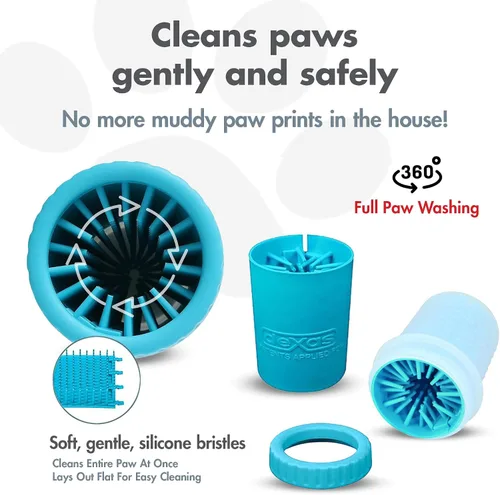 Vista 2 de Dexas MudBuster Limpiador Portátil de Patas de Perro - Calidad Premium, Azul, Tamaño Pequeño para Suministros y Accesorios para Mascotas