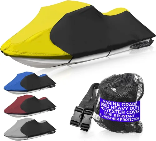 Vista 15 de Trailerable PWC Jetski Watercraft Jet - Funda para esquís de hasta 3 plazas Borgoña/ Negro