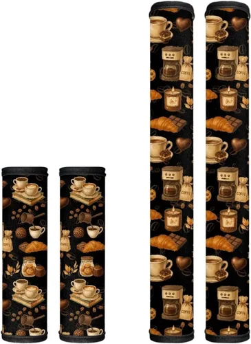 Vista 27 de Juego de 4 fundas protectoras de repuesto para manija de puerta de refrigerador con temática de té de la tarde para microondas, horno, refrigerador