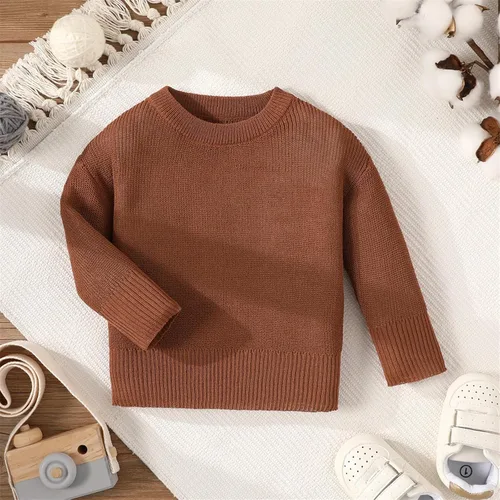 Vista 6 de PATPAT Suéter de punto para bebés y niñas, ropa de manga larga sólida cálida