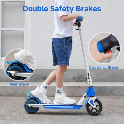 Vista 4 de isinwheel Electric Scooter for Kids Ages 6-14, 200W/250W Foldable Kids Electric Scooter with 3 Speeds (5/8/12 Mph), Adjusrable Handerbar, Dual