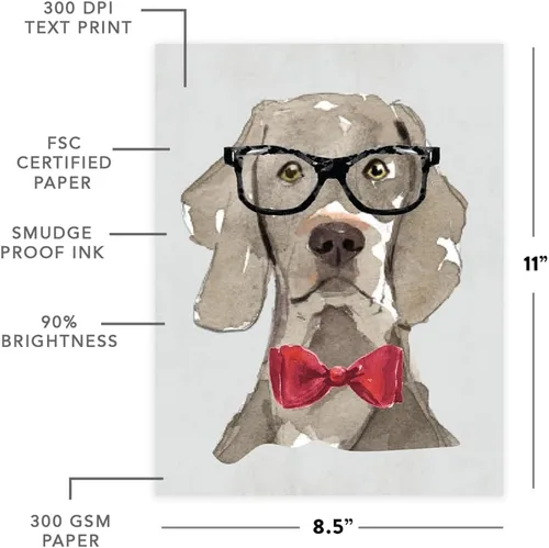Vista 146 de Andaz Press Póster impreso para pared de perro, 8.5 x 11 pulgadas, Bulldog inglés con gafas negras, 1 paquete, regalo de cumpleaños de Navidad, sin