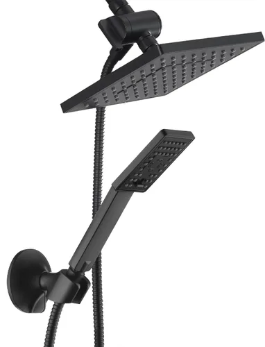 Vista 14 de BRIGHT SHOWERS Cabezal de ducha de lluvia con rociador de mano, juego de cabezal de ducha de lluvia de 8 pulgadas con manguera de 60 pulgadas, juego