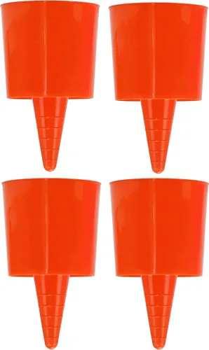 Vista 2 de Iconikal Juego de 4 posavasos de arena para playa y soporte para bebidas, color naranja