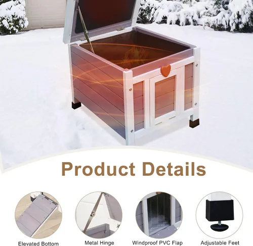 Vista 5 de Casa para gatos resistente a la intemperie para gatos al aire libre en invierno, refugio para gatos al aire libre 100% aislado en todo el perímetro