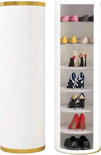 Vista 10 de Shelves Shoe Rack 360° Rotating 7 Tier Shoe Cabinet Round Shoe Rack Tower without Door for Entryway Hallway Space Saving Shoe Shelf
