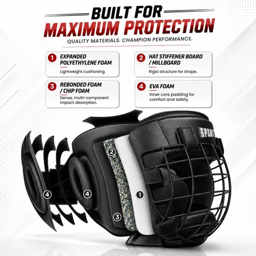 Vista 8 de Casco de boxeo con rejilla extraíble para la cara, protector de piel Maya MMA para Sparring, Muay Thai, Kickboxing y Karate, antideslizante, casco