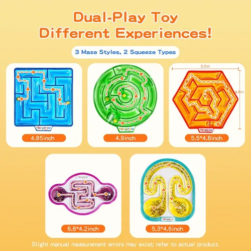 Vista 2 de Juguetes Fidget Blandos - Paquete de 5 Laberintos Sensoriales Fidget para Ansiedad y Alivio del Estrés, Niños con Autismo Artículos de Rincón