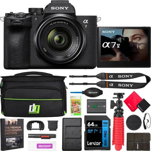 Vista 11 de Sony ILCE-7M5/B a7 V - Cuerpo de cámara sin espejo de marco completo con luz flash MK320, monopie de 72 pulgadas, correa de agarre de muñeca