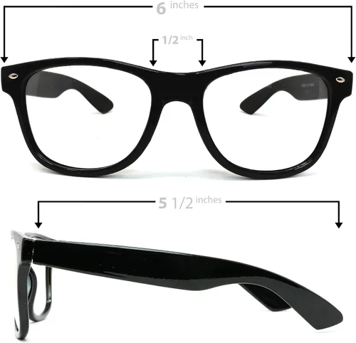 Vista 7 de Skeleteen Gafas de disfraz retro de nerd gafas hipster negras de gran tamaño con lentes transparentes 1 par