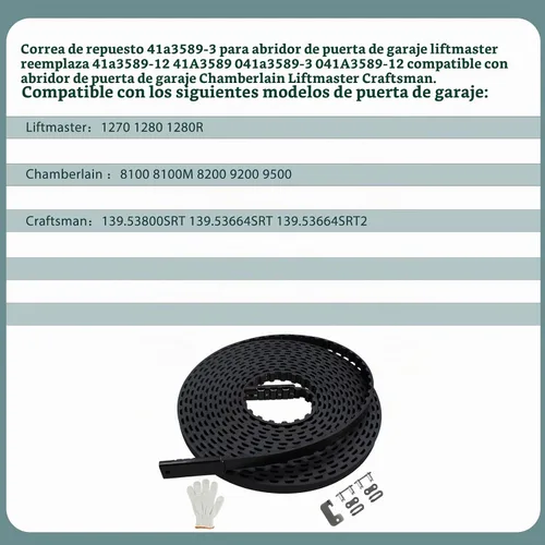 Vista 4 de Actualización 41A3589-3 41a3589-12 Correa para abridor de puerta de garaje de 7 pies, longitud de correa de 233" Compatible con Liftmaster
