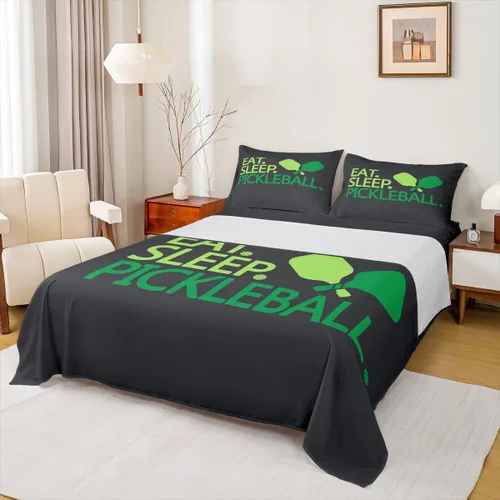 Vista 3 de jejeloiu Juego de sábanas de pickleball para niños, tamaño individual, regalos de pickleball para regalos para amantes del pickleball para niños