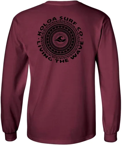 Vista 12 de Koloa Surf - Camiseta de algodón de manga larga con logotipo de círculo tribal para hombre, talla regular, grande y alta Azul acuático/logotipo