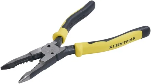 Vista 3 de Klein Tools J206-8C Alicates de punta larga multiuso con resorte, fabricados en Estados Unidos, acero forjado con mangos Journeyman de material dual