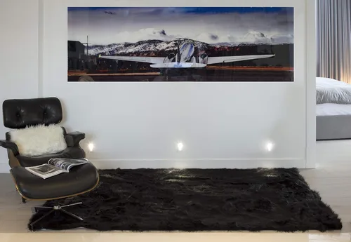 Vista 9 de Luxe - Alfombra Hudson de piel sintética con pelo suave y esponjoso, lavable a máquina, con respaldo antideslizante, alfombra de área libre de Negro