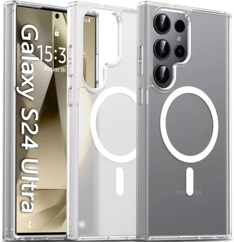 Vista 113 de Oterkin Funda magnética para Samsung Galaxy A17 mate, funda de teléfono A17 compatible con MagSafe esmerilada, translúcida, a prueba de golpes Negro