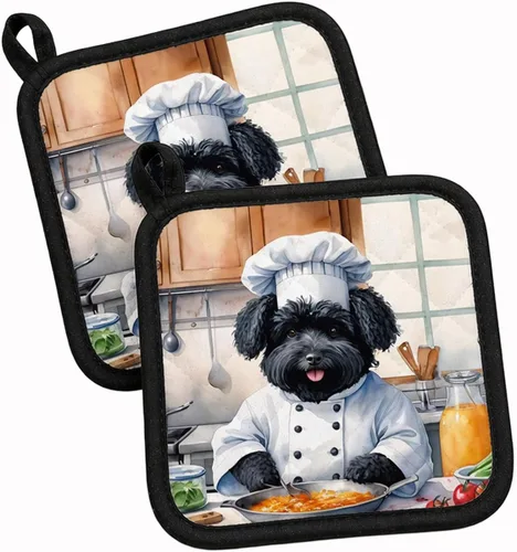 Vista 113 de Caroline's Treasures Coton de Tulear El Chef Par de Agarraderas de Ollas de Cocina Resistentes al Calor Juegos de Agarraderas de Ollas Almohadillas
