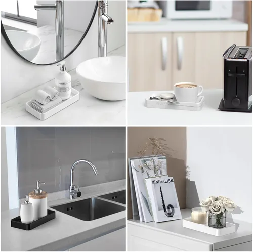 Vista 7 de Gurygo Bandeja de jabón de cerámica de 8" para cocina - Bandeja de tocador rectangular pequeña para baño - Bandeja para mostrador y tocador