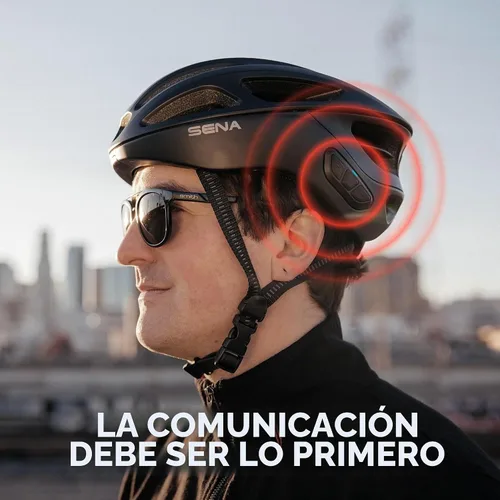 Vista 5 de Casco de comunicación inteligente Sena R1 / R1 EVO para ciclismo Electric Tangerine