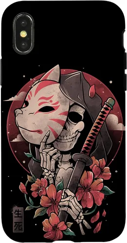 Vista 5 de iPhone 16 Death Messenger Japanese Aesthetics Grim Reaper Kitsune Mask Case