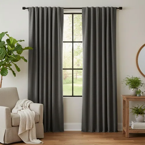 Vista 197 de RYB HOME Cortinas de lino texturizado 100% opacas de 84 pulgadas de largo, aislamiento térmico, privacidad, ahorro de energía para dormitorio, sala