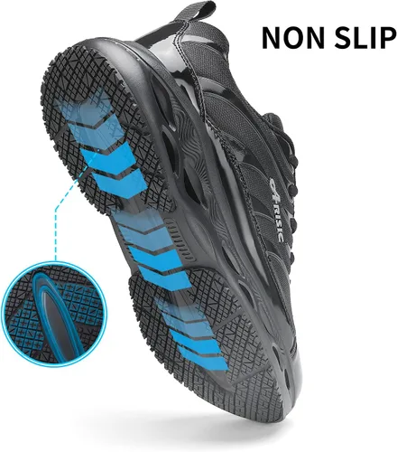 Vista 2 de Zapatos de trabajo antideslizantes para hombres y mujeres, tenis impermeables para hombre, cómodos zapatos de chef para restaurante, zapatos