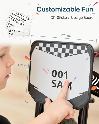 Vista 5 de RIDYEE Bicicleta de equilibrio para niños de 2 a 5 años con ajuste sin herramientas, dirección limitada, reposapiés, placa de nombre personalizada