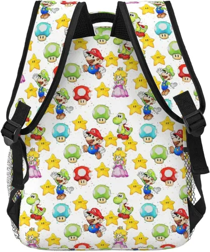 Vista 4 de Dibhhui Mochila para adolescentes de 15.7 pulgadas, mochila de dibujos animados Bros mochila ligera de viaje con personajes bolsa de hombro