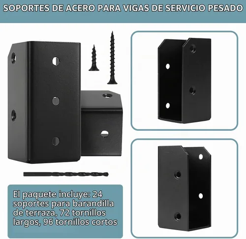 Vista 3 de Conectores de soportes para barandilla de cubierta, soportes de 2 x 4 (real 1.5 x 3.5 pulgadas) para barandilla de valla, pasamanos, escaleras