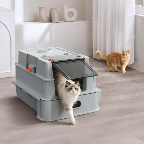 Vista 8 de XXXL Stainless Steel Litter Box with Lid,28" L x 20.5" W x 16.5" H Extra Large Cat Litter Box Enclosure for Large and Multi-Cats